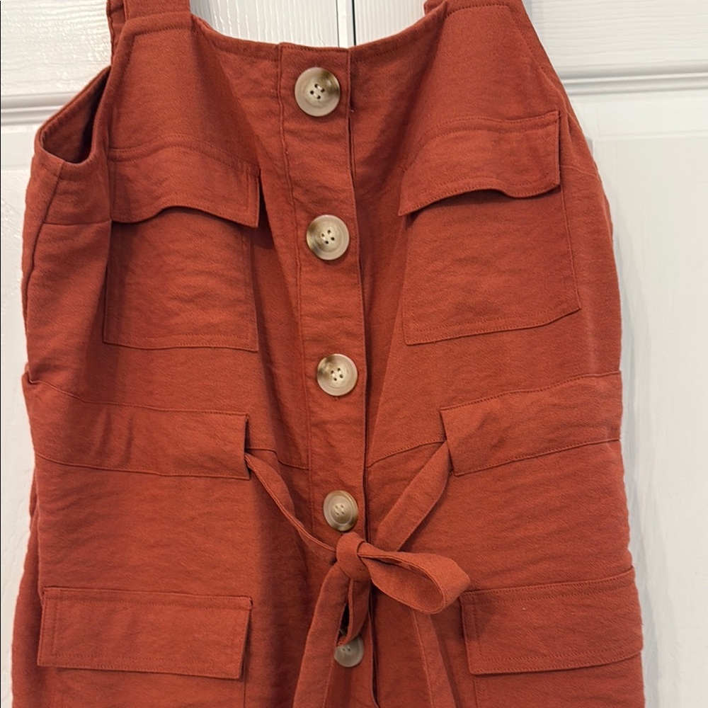 Vici Button-Front Rust Romper - Picture 4 of 5